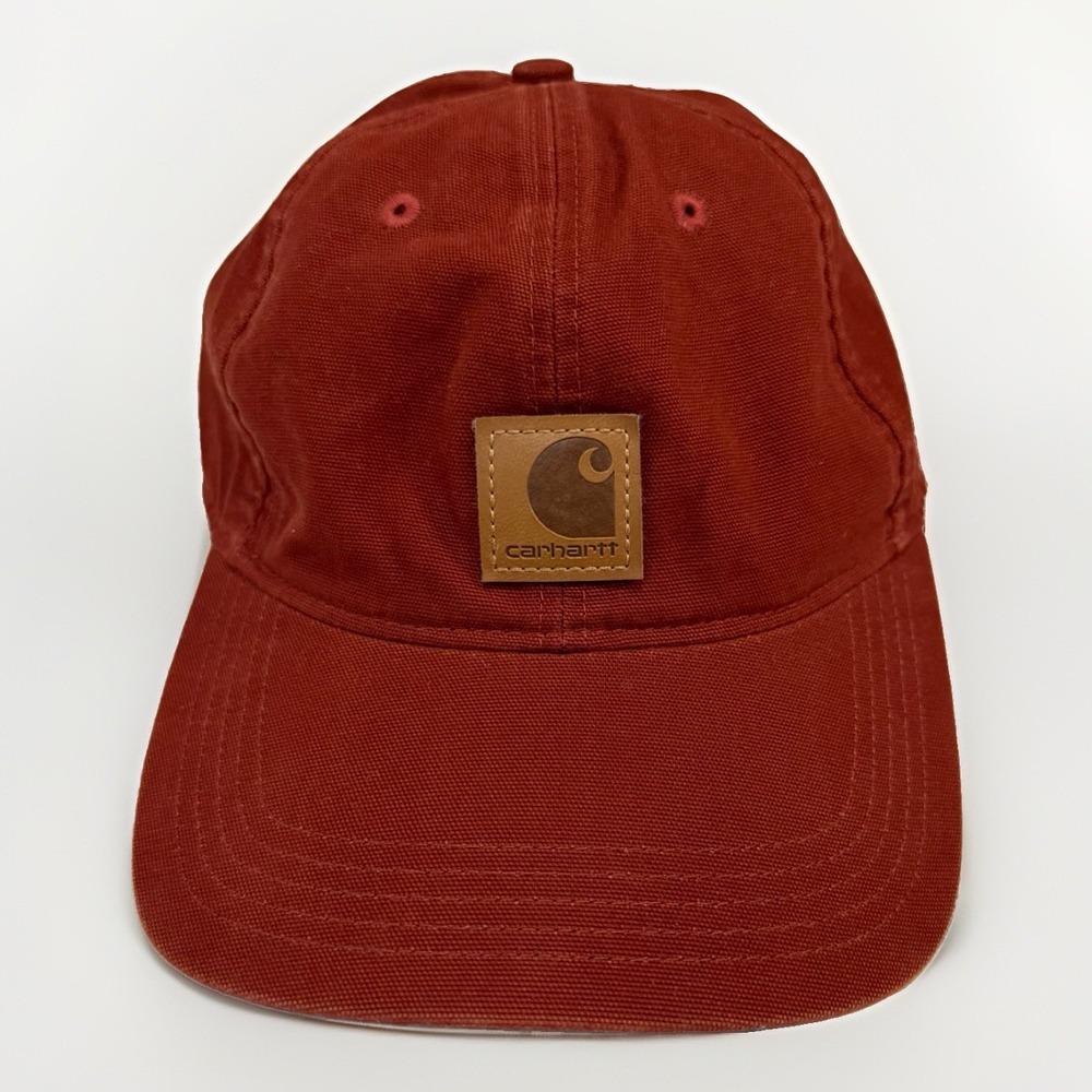 Carhartt Odessa Cap Men's 100289 Rust Red-Orange Canvas Hat Leather Patch OSFA